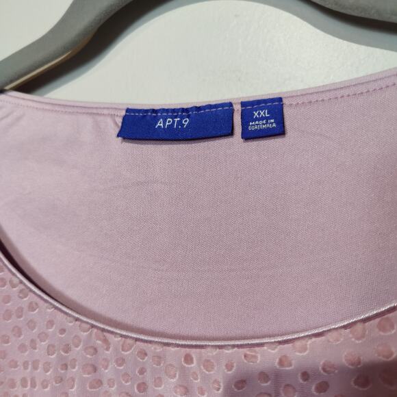 Apt 9 Women's Sz XXL Blush Pink Burnout Polka Dot Cropped Boxy Shirt 1/2 Sleeve - Picture 4 of 6